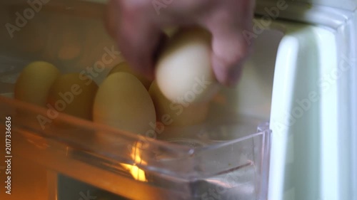 open the refrigerator and take the eggs.