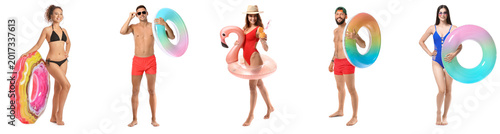Set of people with inflatab...