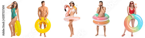 Set of people with inflatab...