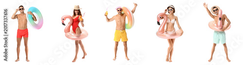 Set of people with inflatab...