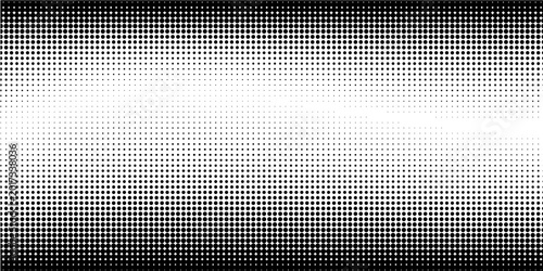 Hexagon halftone gradient texture. Abstract black grunge background. Geometric retro halftone tech overlay. Fading wavy hexagonal pattern backdrop. Vector