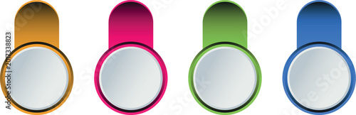 Foto A collection of four vertical pill-shaped icons that incorporate central circular button elements