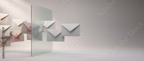 Obraz na płótnie Advanced phishing detection concept with barrier separating safe and malicious e