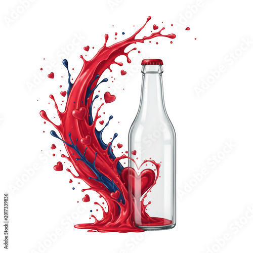Blood dripping from a broken glass bottle with red splatter effect isolated on transparent background