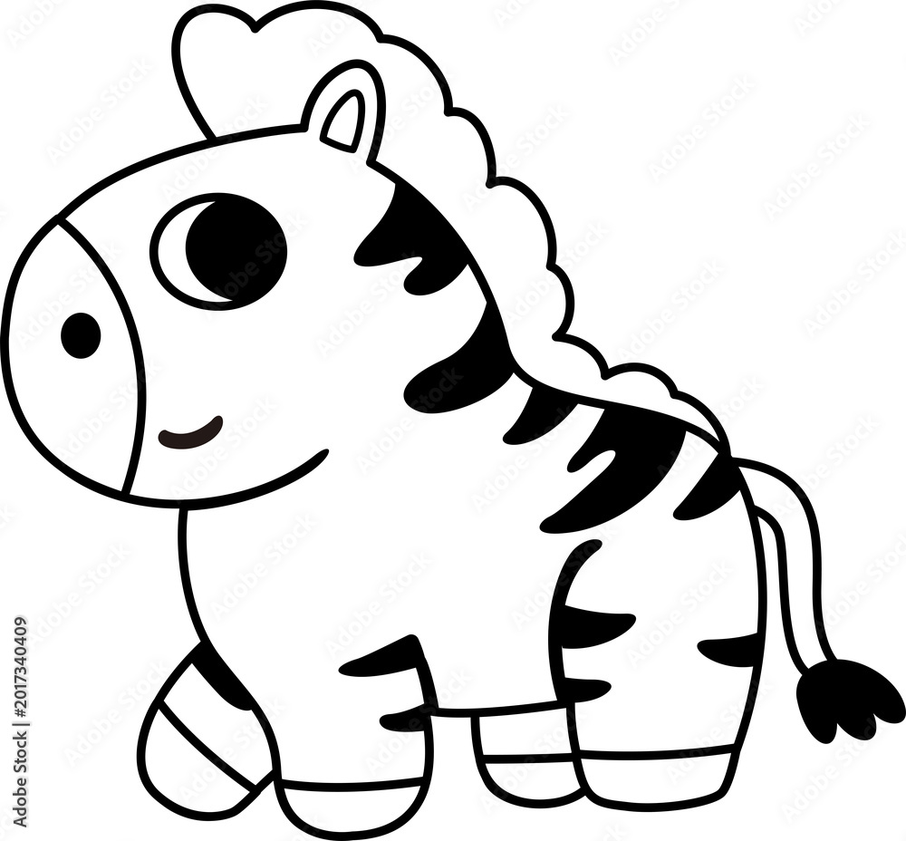 Fototapeta premium Cute Zebra Black and White Cartoon Illustration
