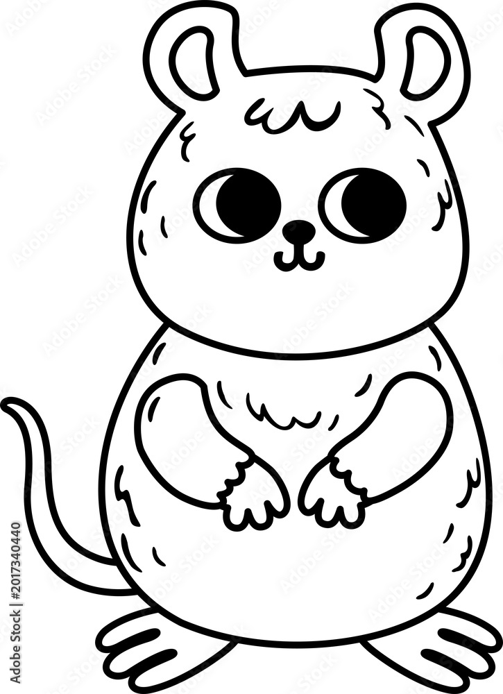 Obraz premium Cute Quokka Black and White Cartoon Illustration