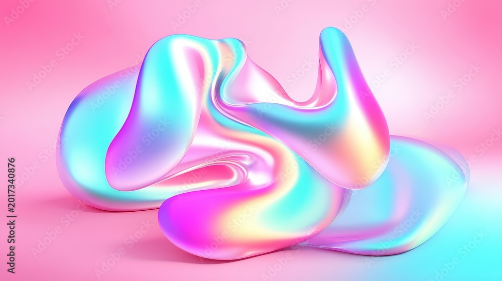 Obraz premium Abstract Fluid Shapes in Soft Pastel Colors on a Pink Background