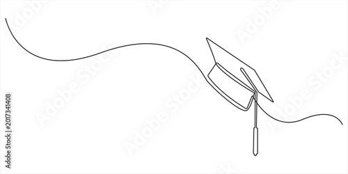 Tableau sur toile hand drawn line art vector illustration of graduation hat, graduation line art s