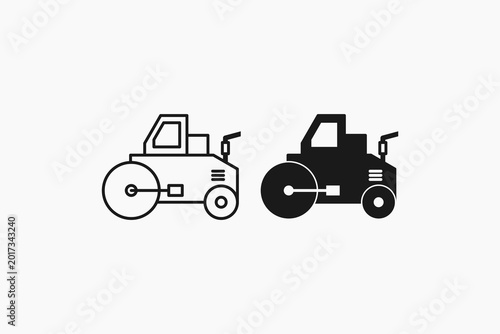Bild auf Leinwand road roller compactor machine icon for infrastructure