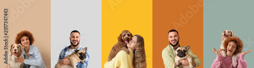 Set of owners hugging their...