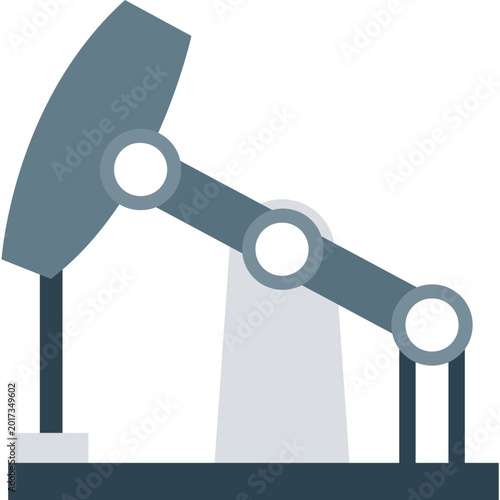 Robotic Arm Icon on Circular Background, Industrial Automation Flat Vector Illustration