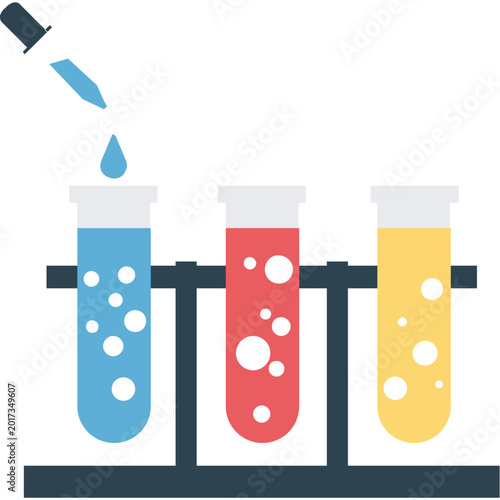 Science Laboratory Icon on Circular Background, Chemical Research Flat Vector Illustration