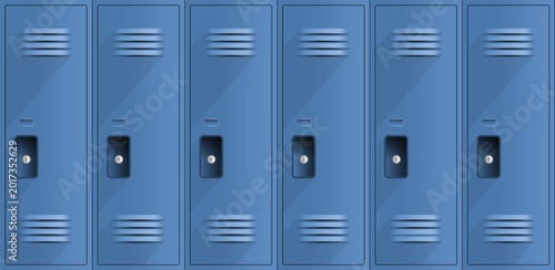 Fotografie Blue school lockers row illustration