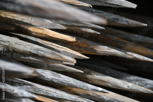 Fotografie Jagged, chaotic, wooden, shadowy, primitive, intense, rhythmic, tactile, raw, abstract