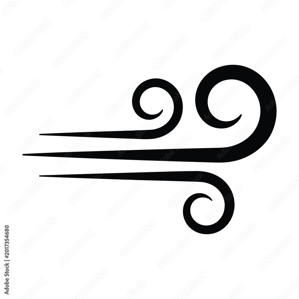 Obraz premium Wind blowing swirling air movement symbol graphic illustration weather forecast icon
