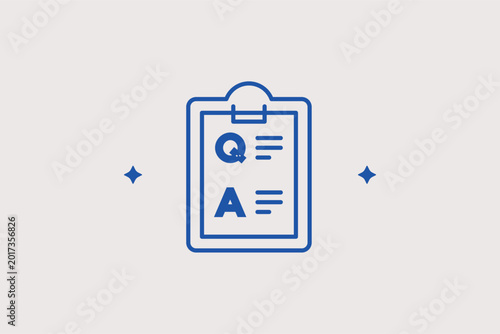 Konstfotografi Q&A checklist line icon on a clipboard for frequently asked questions