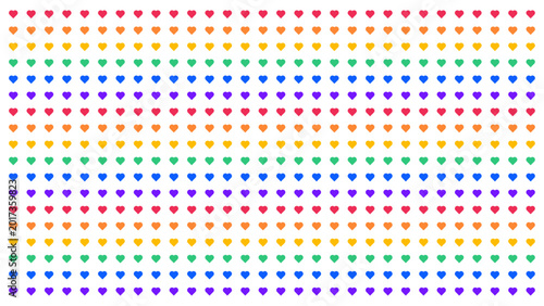 Rainbow Hearts Background. Love Hearts Wallpaper with Rainbow Stripes. LGBTQ Pride Month Heart Backdrop Vector Illustration.