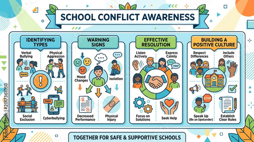 Canvastavla School Conflict Awareness Poster Illustrating Key Concepts.