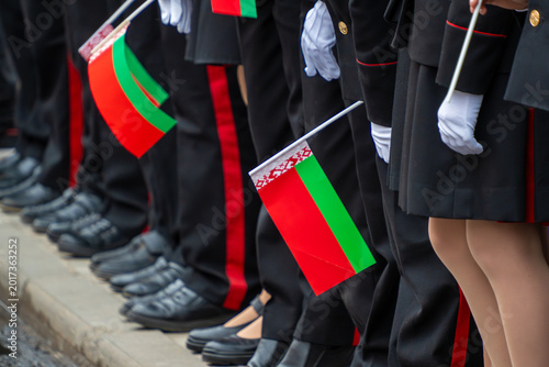 Tableau sur toile cadets wearing black military uniforms with red stripes and white gloves standin