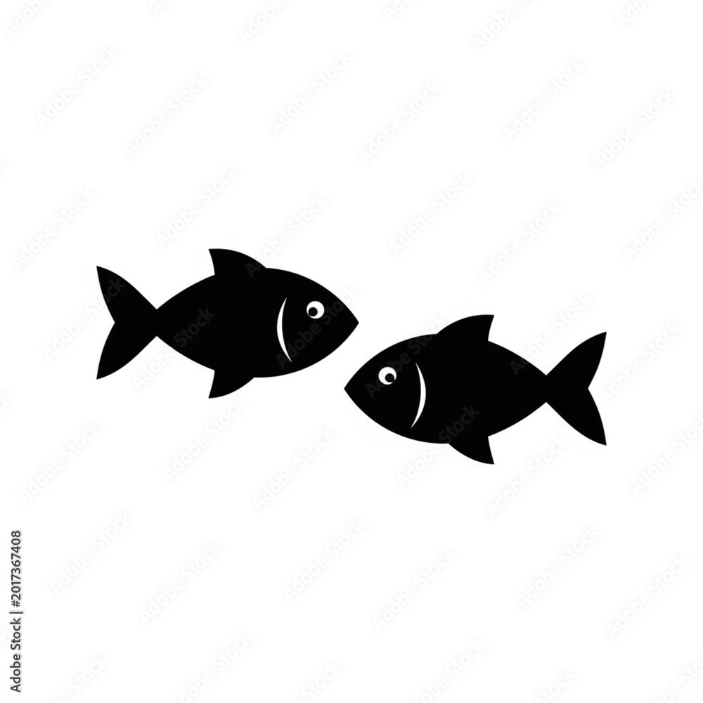 Obraz premium Two Tropical Fish Facing Each Other Silhouette Artwork