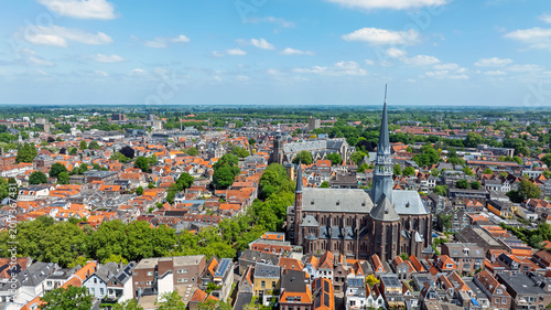 Obraz na płótnie Historic city skyline with prominent church tower in Europe