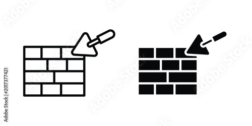 Foto Brickwork icon design illustrator set. Icons in line and clipart