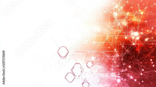 Abstract Cybersecurity Network with Digital Technology Icons and Glowing Connections