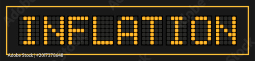 Photos Orange color led banner in word inflation on black background