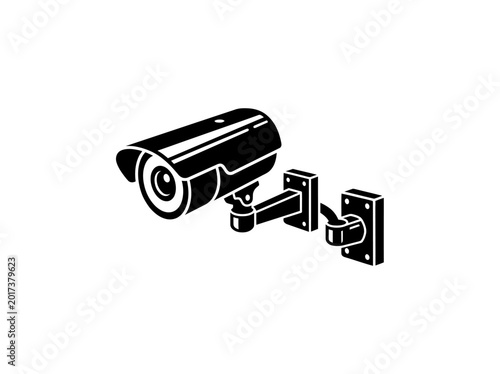 Obraz na płótnie Security camera silhouette on white background isolated vector illustration