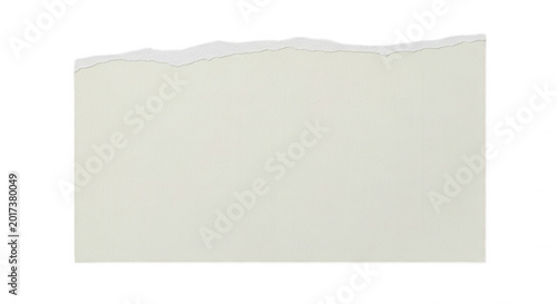 A rectangular piece of off-white paper with a rough, torn edge isolated against a solid black background