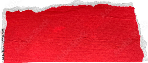 red and white torn paper collage cutout