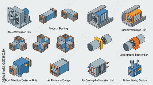 Tableau sur toile HVAC air conditioning system components.