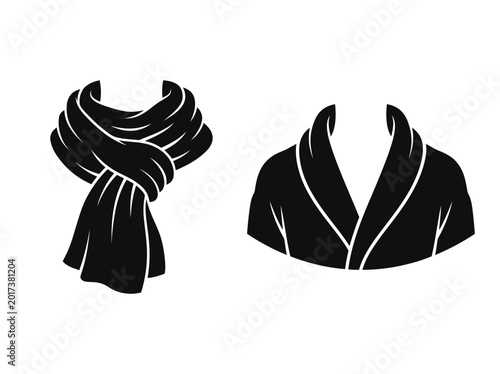 Bild auf Leinwand Scarf silhouette with draped folds and shawl shape on white background