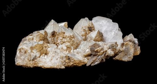 Photos Raw Snow Quartz Crystal Mineral Specimen on Black Background