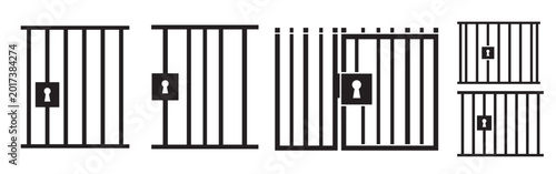 Obraz na plátne Prison cell bars and doors graphic variations with keyhole symbol security confi