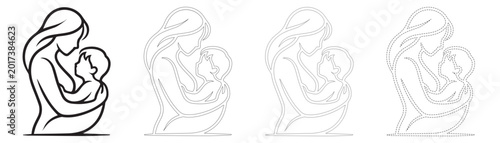 Foto Mother nursing baby illustration clean line art symbol breastfeeding motherhood