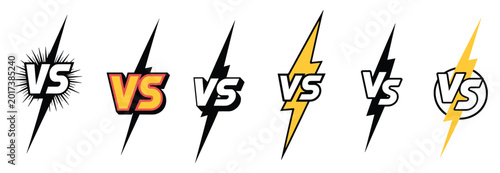 Obraz na płótnie Versus Icons for Clash: A collection of bold VS symbols against a plain background, perfect for design and competition