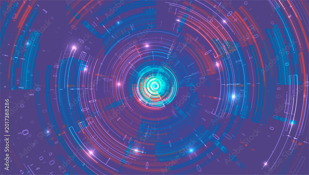 Obraz premium Abstract big data visualization. Light circles with sparks. Graphic concept for design