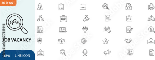 Vászonkép Job vacancy line icons set