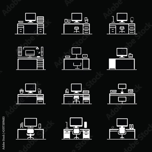 Office Workstations with Computers.