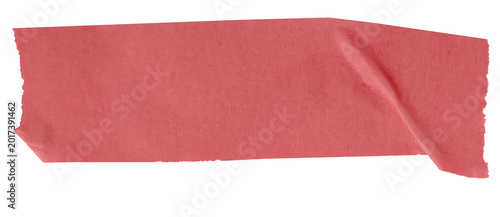 Red torn edge masking tape label isolated on transparent background png for memo notes and creative collage