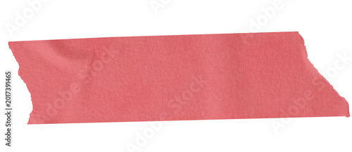 Red masking tape strip with ripped paper texture isolated on transparent background png for text box decoration