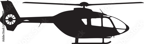 Black helicopter silhouette, aircraft icon, rotorcraft symbol, aviation graphic