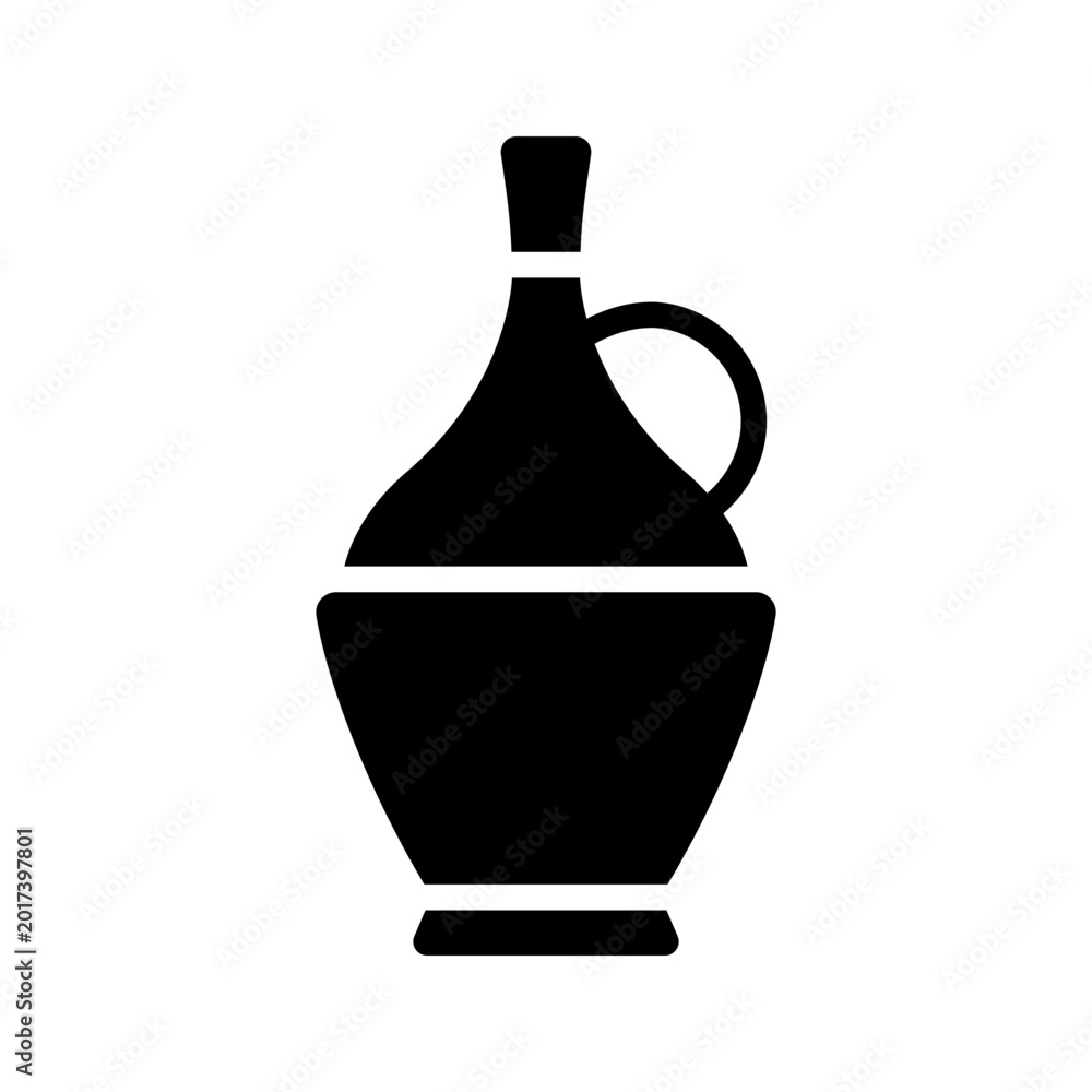 Obraz premium Wine bottle icon. Food and wine filled symbol. Black and white.