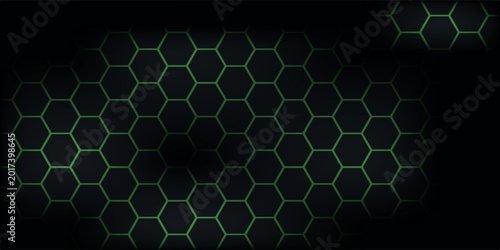Fotografía Dark technology hexagonal vector abstract background