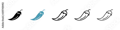 Canvastavla Pepper line icon vector set
