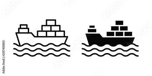 Schilderij op canvas Logistic Ship icon design illustrator set