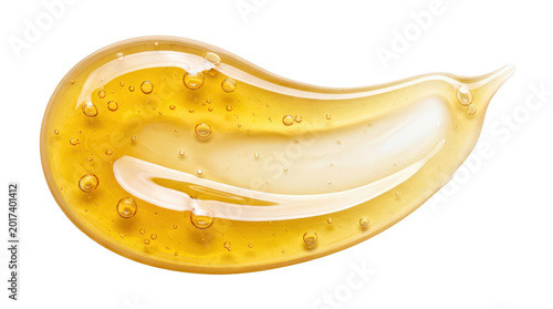 Cosmetic gel or serum texture with bubbles isolated on transparent background