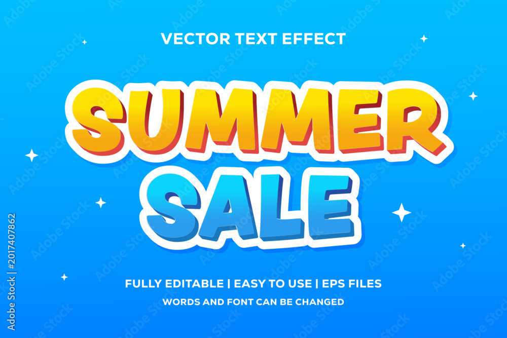 Fototapeta premium summer sale vector text effect, fully editable and easy to use