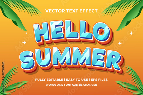 hello summer vector text effect, fully editable and easy to use